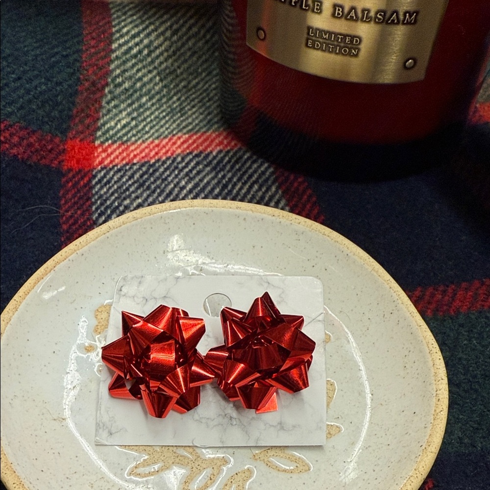 Liberty Red Bow Holiday Earrings